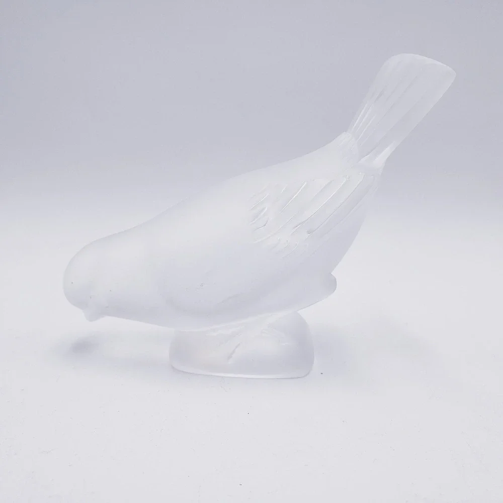 Lalique Frosted Crystal Sparrow Bird Figurine Clear Made in France OS
